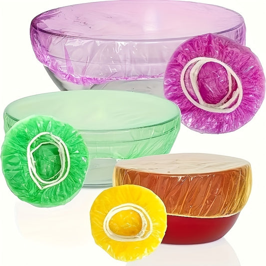 Set 100 Capace Elastice Reutilizabile pentru Depozitarea Alimentelor – Folie Transparentă Extensibilă pentru Boluri și Farfurii, Fără Miros, Alternativă la Folia de Aluminiu, Sigură pentru Contact cu Alimentele