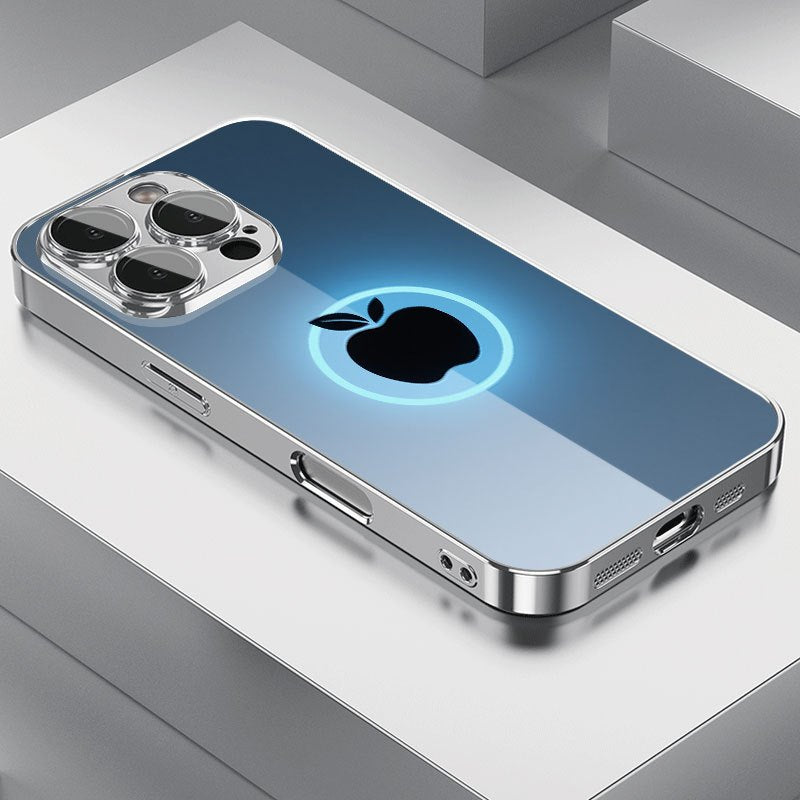 Custodia iPhone design Apple nero con anello bicolore, protezione completa e look premium – compatibile con modelli 16, 15, 14, 13, 12, 11, X, 8, 7