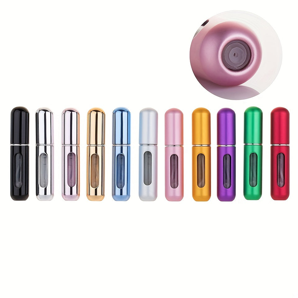 Mini Atomizzatore Profumo Portatile Ricaricabile – Flacone Spray in Alluminio per Viaggio, Multi-Colore, Senza Profumo, Design Compatto