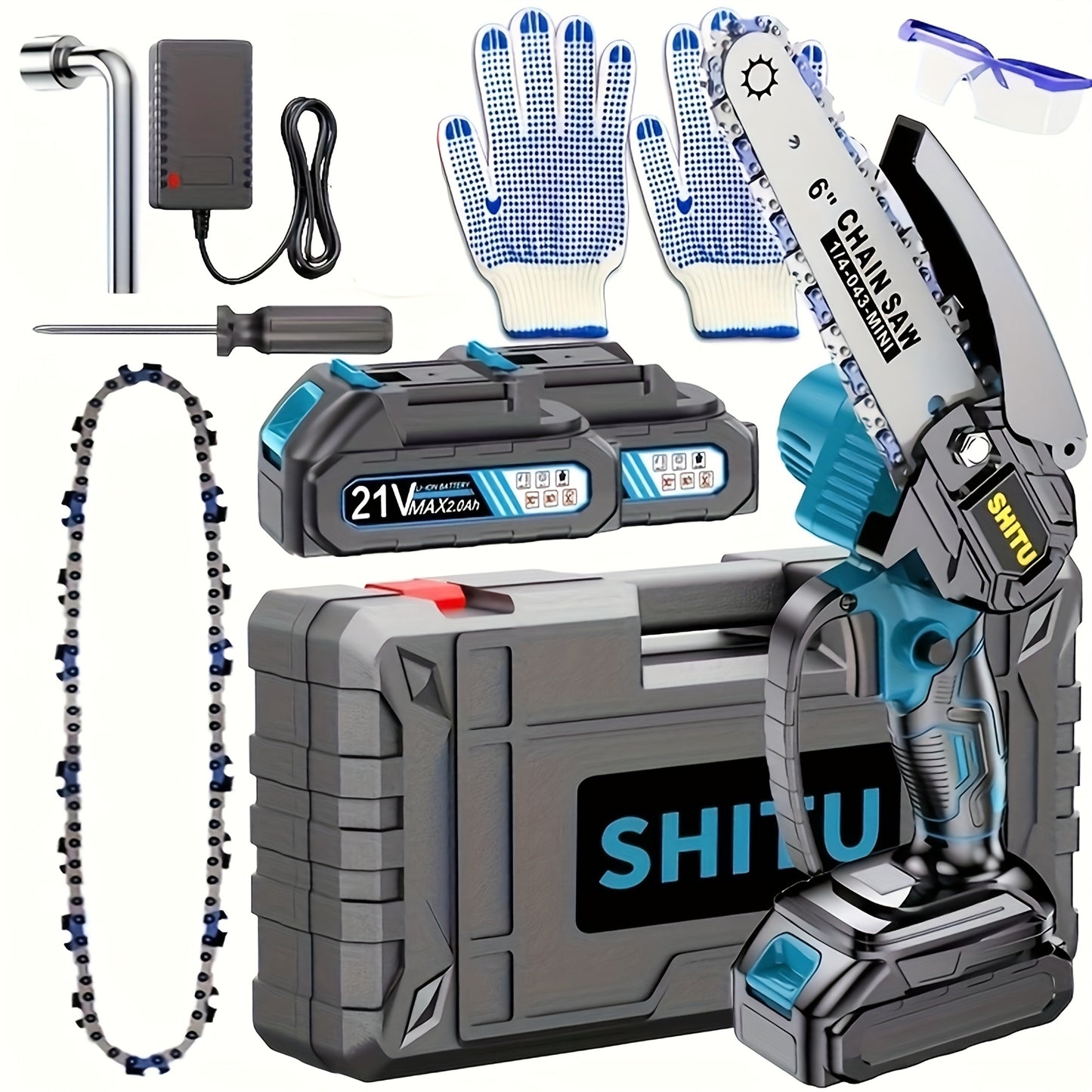 Mini Cordless Chainsaw, Lightweight &amp; Portable Handheld Electric Tree Cutter with Splash Guard, Safety Lock, Rechargeable Battery, and Safe Trimming for Quick Cutting of Tree Branches, Courtyard, Household, and Garden Use, Gift.