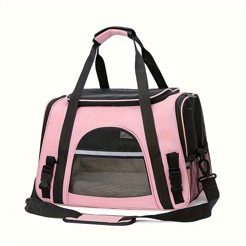 Trasportino Gatto Portatile con Materassino – Grande Capacità, Tasche Traspiranti, Chiusura con Cerniera, Imbottitura Morbida, Cinghie Sicure per Auto e Esterno
