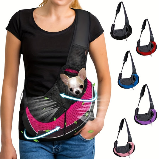 Borsa a tracolla traspirante per cani – trasportino con spallacci regolabili, rosa & nero, comodo e sicuro per cani piccoli e medi ✅