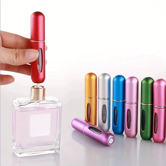 Mini Atomizzatore Profumo Portatile Ricaricabile – Flacone Spray in Alluminio per Viaggio, Multi-Colore, Senza Profumo, Design Compatto