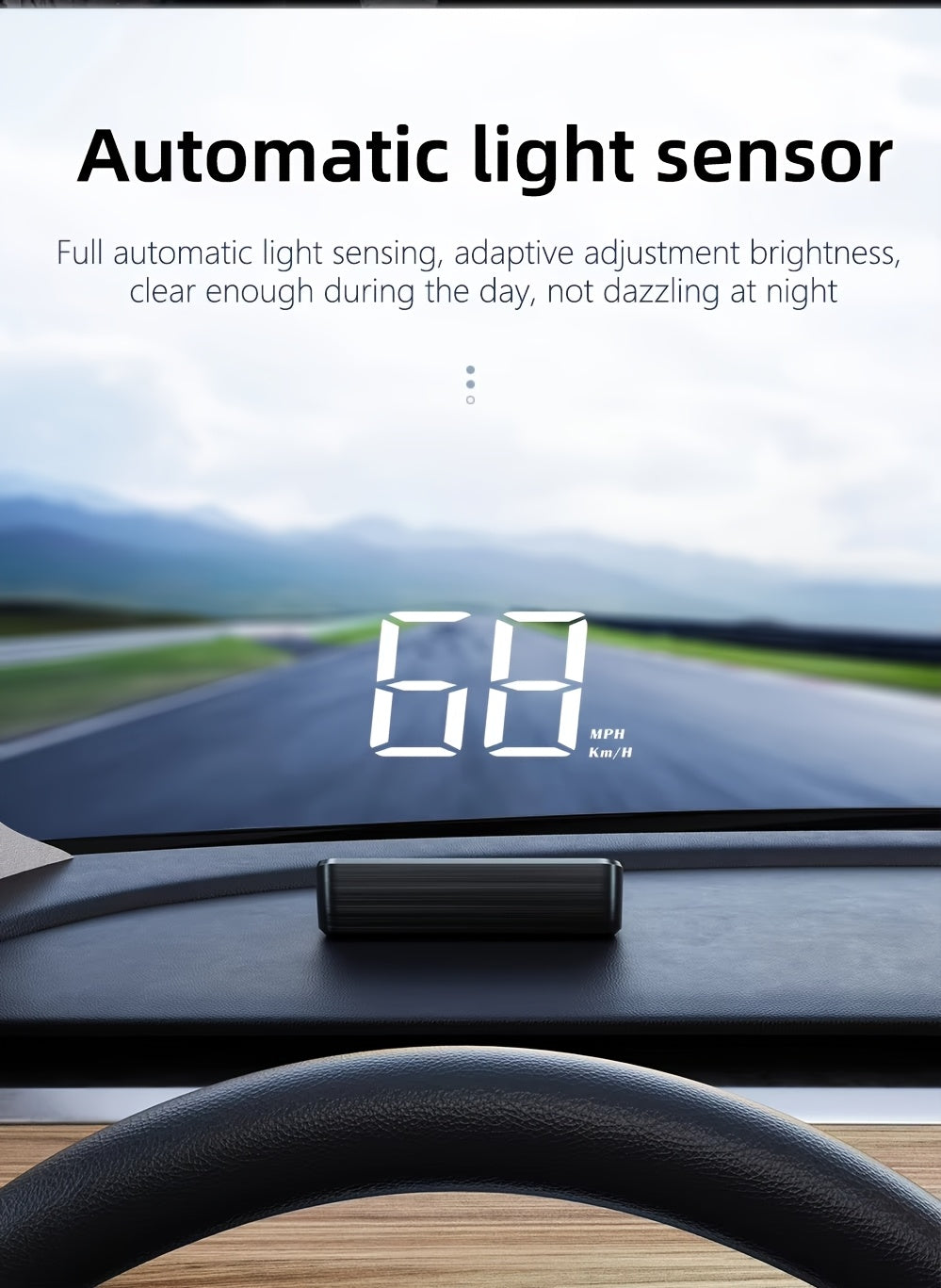 HUD auto YNF – afișaj head-up HD, viteză și kilometraj în timp real, compatibil 99% modele, plug & play, KM/H
