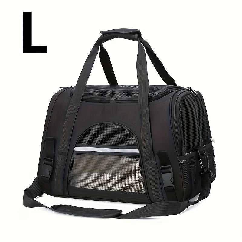 Trasportino Gatto Portatile con Materassino – Grande Capacità, Tasche Traspiranti, Chiusura con Cerniera, Imbottitura Morbida, Cinghie Sicure per Auto e Esterno