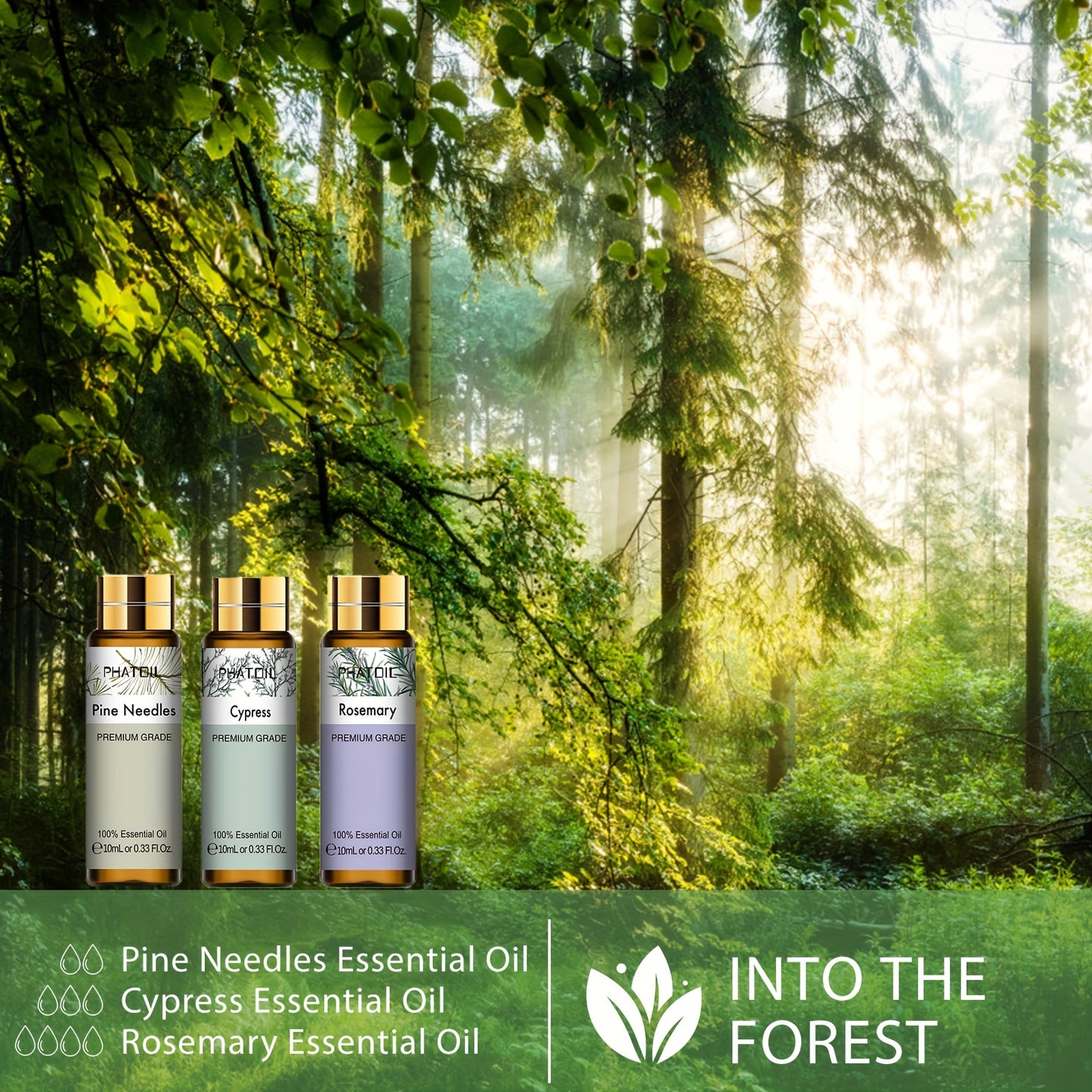 PHATOIL Olio Essenziale Puro 10ml – Aromaterapia, Rilassante e Rivitalizzante, Multiuso, Qualità Premium, Flacone Anti-UV a Prova di Perdite