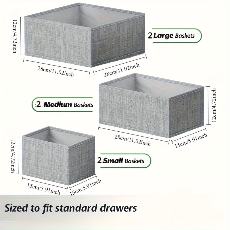 6 Organizer Tessili per Cassetti – Contenitori Tessuti con Scomparti Multipli per Vestiti Bambini, Camerette e Camera da Letto – Stile Contemporaneo, Durevoli e Salvaspazio