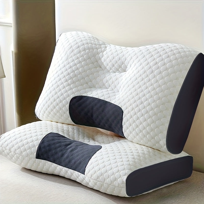 Buy 1 Get 1 Free: 2 Soft Woven Neck Massage Couple Pillows - Adjustable Ergonomic Orthotic Profile Support, High-Quality Pillow Core, Detachable Pillowcase for Sleeping Comfort