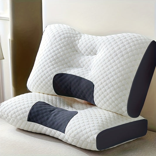 Buy 1 Get 1 Free: 2 Soft Woven Neck Massage Couple Pillows - Adjustable Ergonomic Orthotic Profile Support, High-Quality Pillow Core, Detachable Pillowcase for Sleeping Comfort