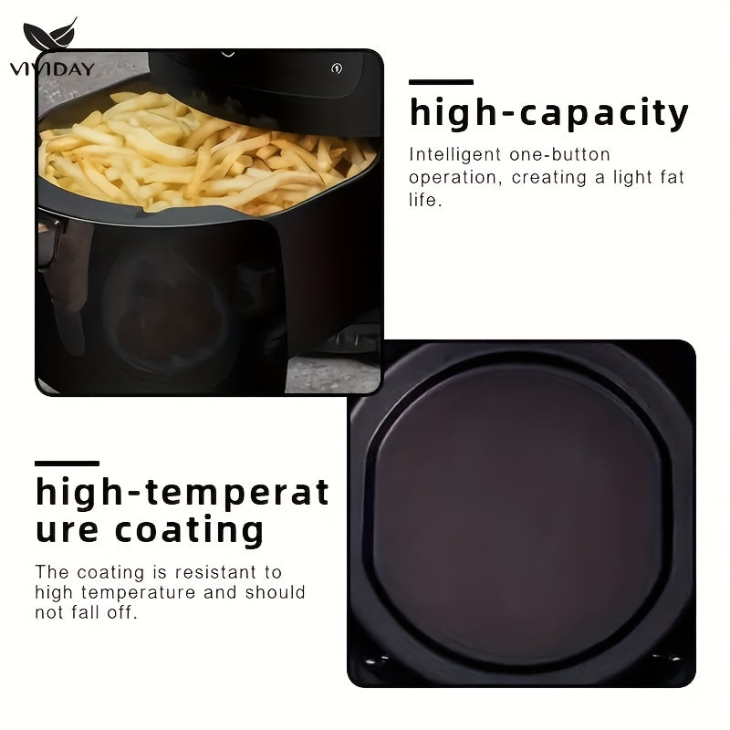 VIVIDAY Friggitrice ad Aria 1400W – Elettrica Stile Europeo per Casa, Facile da Usare, Perfetta per Patatine, Forno e Cucina Moderna, 220-240V, Nero, Robusta e Duratura