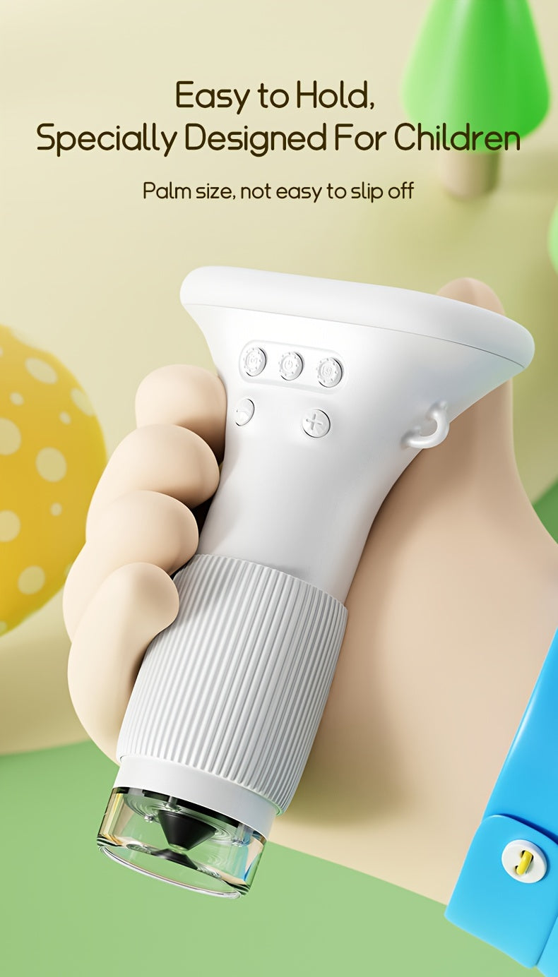 Microscopio Digitale per Bambini FYDEE – Portatile a Mano con Schermo LCD 8,89 cm, Ricaricabile USB, Ingrandimento 10X, 4 Modalità Colore (Bianco/Blu/Verde/Giallo), Giocattolo Scientifico Educativo, Regalo Compleanno