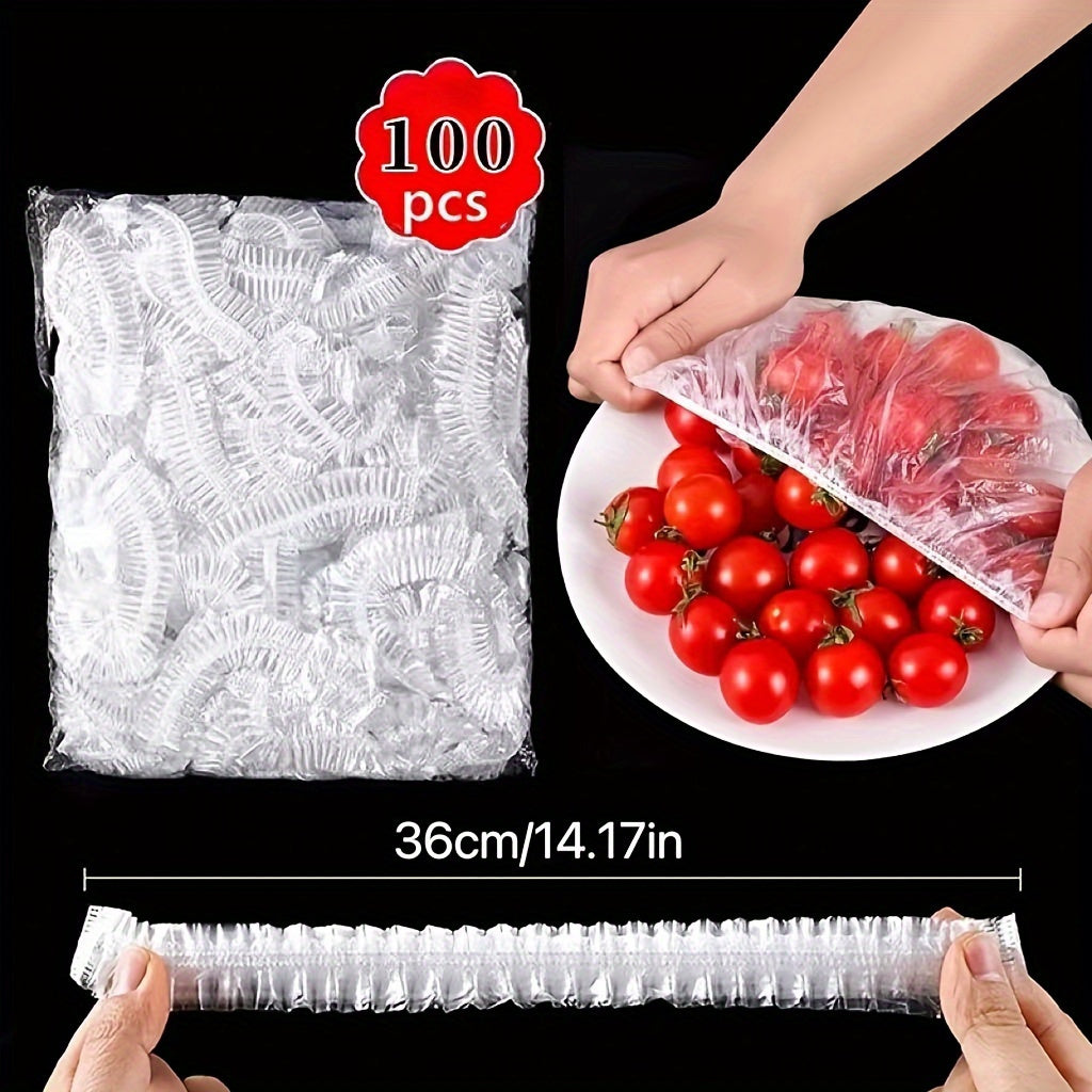 100 buc folie alimentară de unică folosință, extensibilă pentru boluri, farfurii, fructe și legume – folie transparentă pentru păstrarea prospețimii, anti-praf