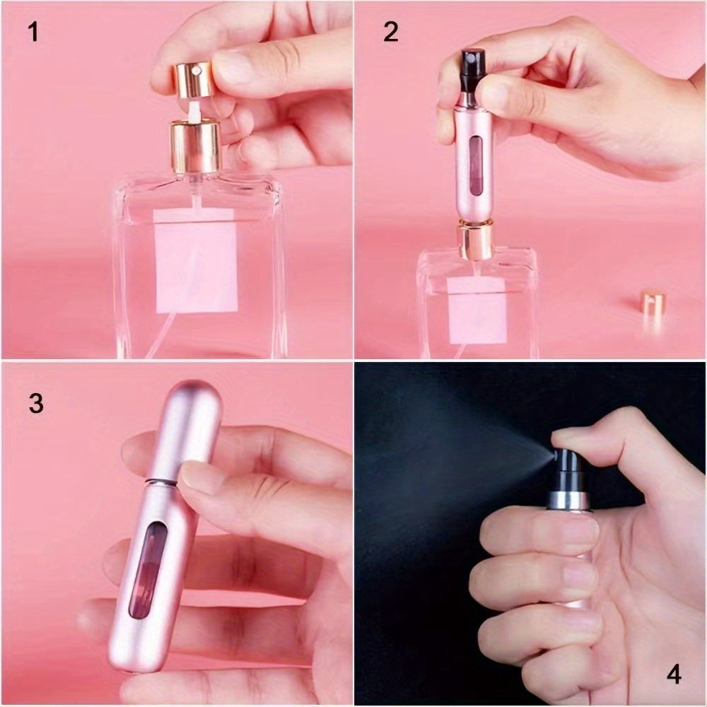 Mini Atomizzatore Profumo Portatile Ricaricabile – Flacone Spray in Alluminio per Viaggio, Multi-Colore, Senza Profumo, Design Compatto