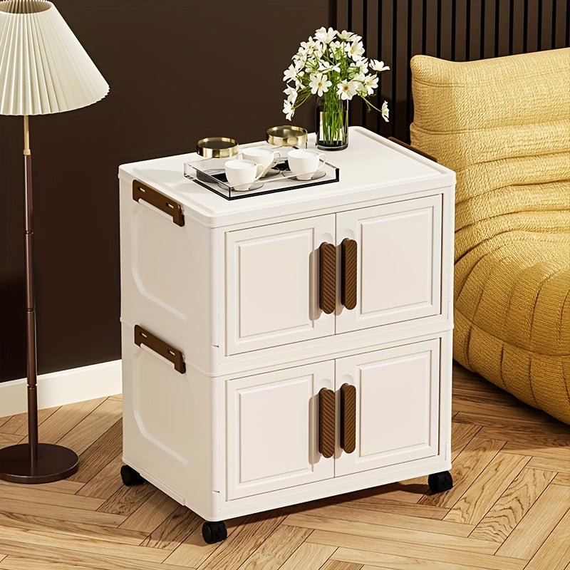 Contenitori Impilabili in Plastica 5 Ripiani con Coperchi – Armadietto Pieghevole, Organizer Collassabile con Ruote per Armadio, Bagno, Casa, Ufficio e Camera da letto