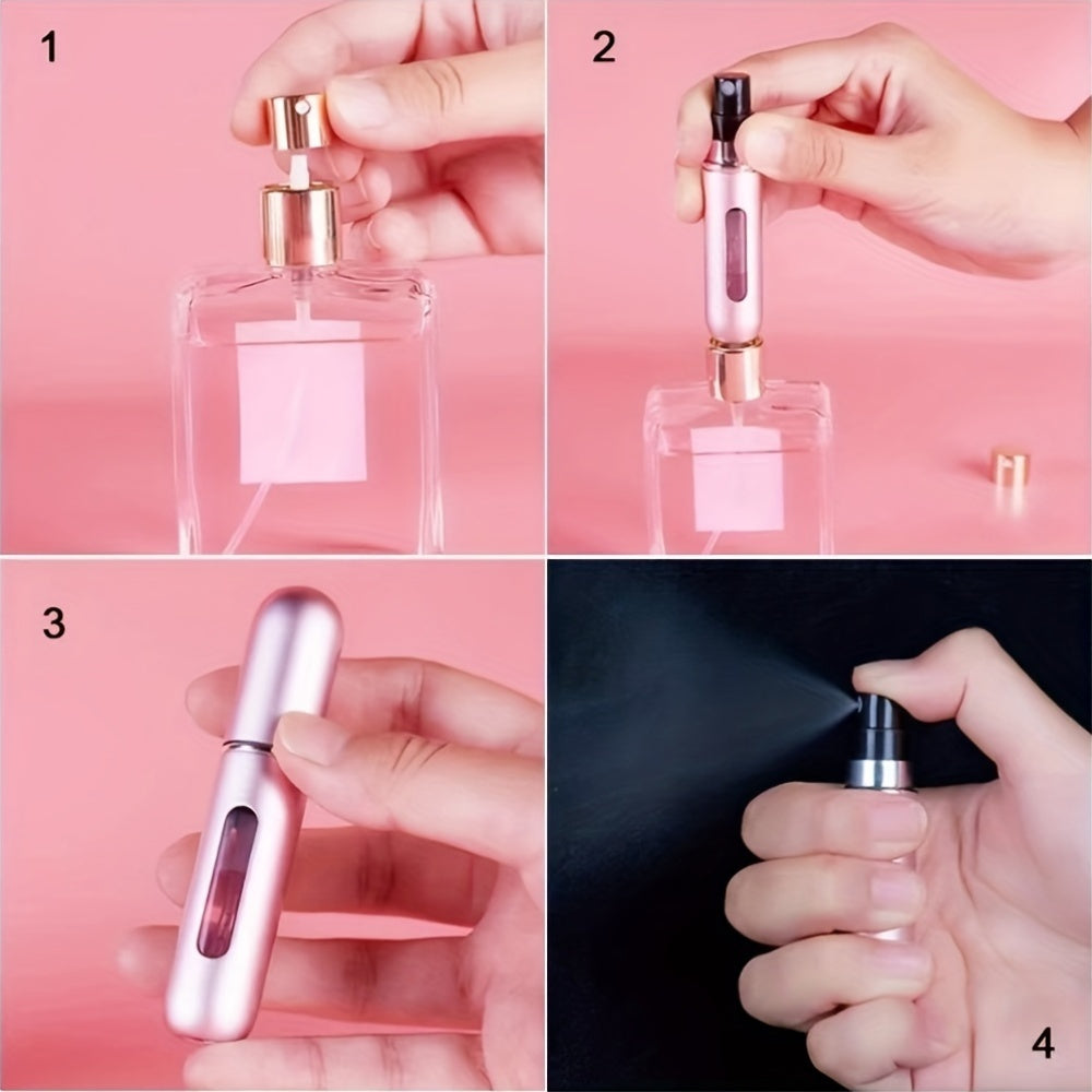 Mini Atomizzatore Profumo Portatile Ricaricabile – Flacone Spray in Alluminio per Viaggio, Multi-Colore, Senza Profumo, Design Compatto