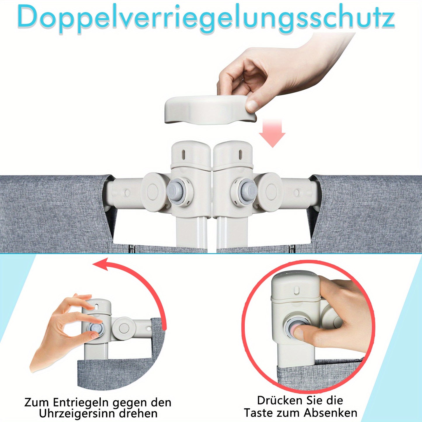 Parapetto Letto Regolabile con Cintura – Dispositivo Anti-Caduta, Grigio