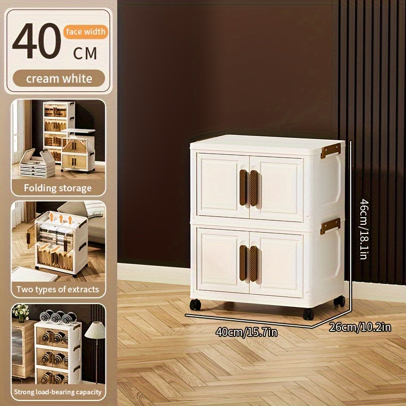 Contenitori Impilabili in Plastica 5 Ripiani con Coperchi – Armadietto Pieghevole, Organizer Collassabile con Ruote per Armadio, Bagno, Casa, Ufficio e Camera da letto