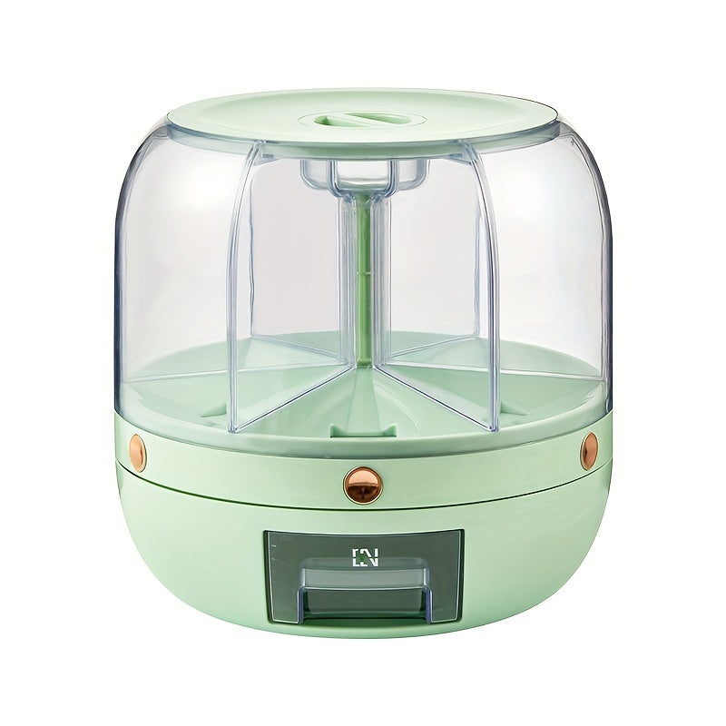 Contenitore Rotante Grande Capacità con Coperchio – Dispenser Impermeabile in Plastica per Cereali, Noci, Farina e Riso, Multiuso per Organizzazione e Conservazione in Cucina