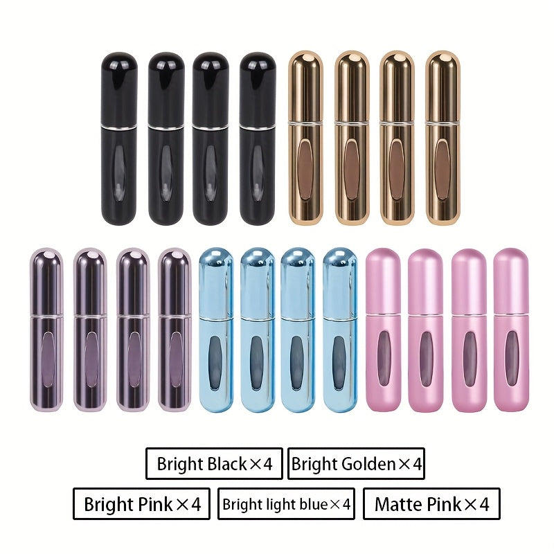 Mini Atomizzatore Profumo Portatile Ricaricabile – Flacone Spray in Alluminio per Viaggio, Multi-Colore, Senza Profumo, Design Compatto