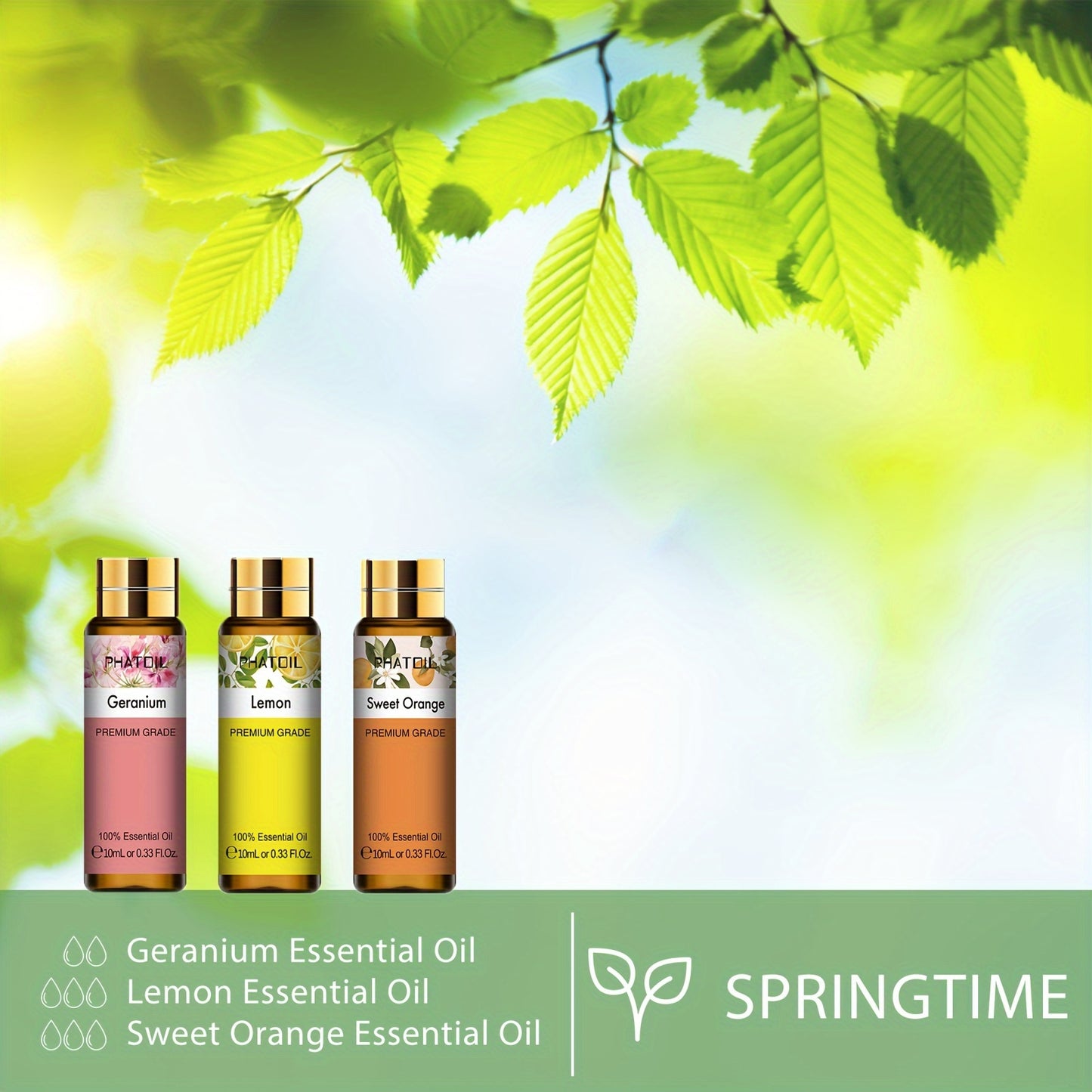 PHATOIL Olio Essenziale Puro 10ml – Aromaterapia, Rilassante e Rivitalizzante, Multiuso, Qualità Premium, Flacone Anti-UV a Prova di Perdite