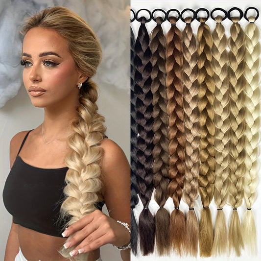 Extension Coda di Cavallo Treccia 60,96 cm – Fibra Sintetica, Elastico, Bionda, Accessorio Capelli per Feste ed Uso Quotidiano