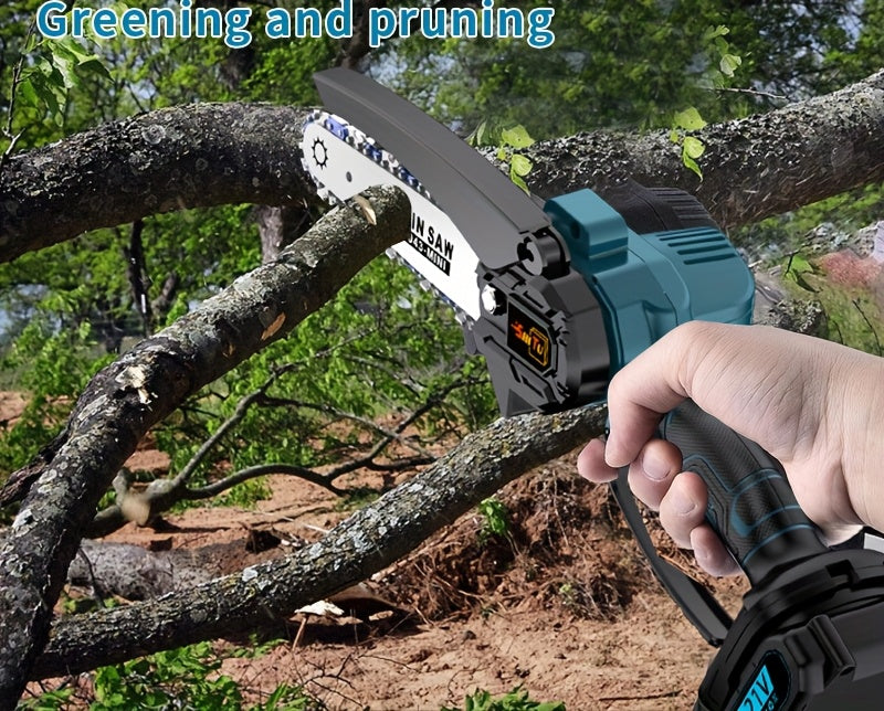 Mini Cordless Chainsaw, Lightweight &amp; Portable Handheld Electric Tree Cutter with Splash Guard, Safety Lock, Rechargeable Battery, and Safe Trimming for Quick Cutting of Tree Branches, Courtyard, Household, and Garden Use, Gift.