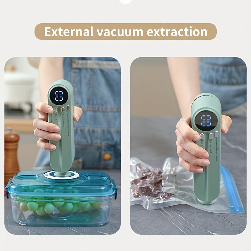 Kit Compact de Sigilare Vid USB cu Ecran Digital – Sigilare Rapidă, Include Pompă și Pungi Etanșe, Ideal pentru Conservarea Alimentelor, Gustări, Carne, Fructe și Legume – Design Care Economisește Spațiu, Mașină de Sigilare 36V