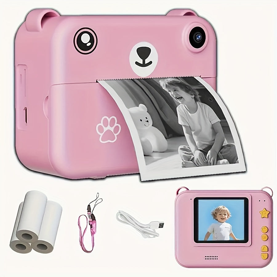 Fotocamera Istantanea per Bambini con 3 Rotoli di Carta – Registrazione Video HD, Stampante Portatile USB, Batteria Litio-Polimero, per Bambini 3-10 Anni, Regalo Compleanno/Natale (Viola/Blu/Rosa/Giallo Limone) – Educativa