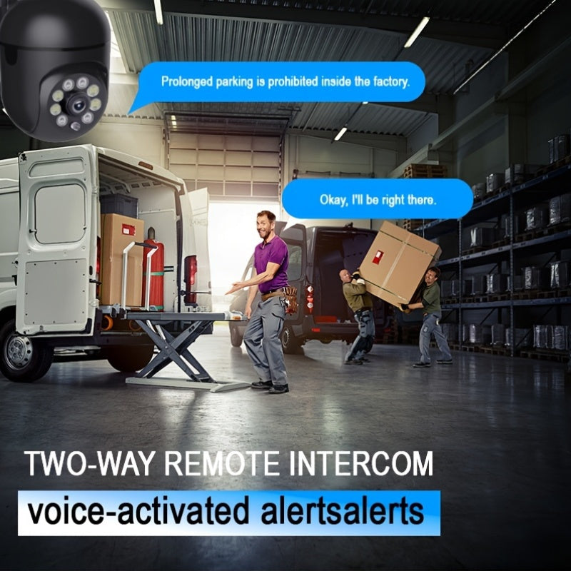 Cameră smart wireless WiFi 1080P PTZ cu vedere nocturnă, audio bidirecțional, aplicație remote, ABS rotund, Wi-Fi 2.4G, compatibil smartphone – Negru