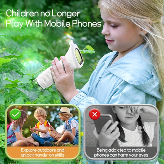 Microscopio Digitale per Bambini FYDEE – Portatile a Mano con Schermo LCD 8,89 cm, Ricaricabile USB, Ingrandimento 10X, 4 Modalità Colore (Bianco/Blu/Verde/Giallo), Giocattolo Scientifico Educativo, Regalo Compleanno